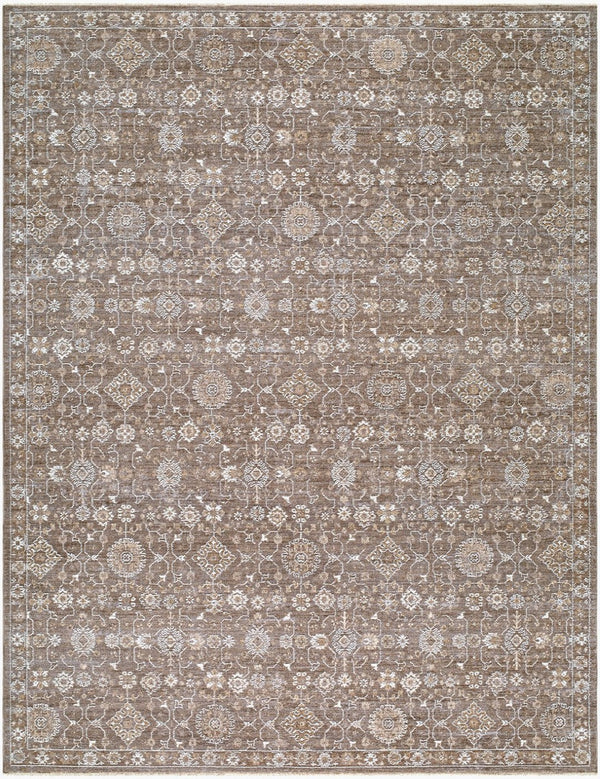 Livabliss Penny Traditional Fringe Runner Rug Polyester Hallway Accent Woven in Turkey Tan, White 6'7" x 9' BOPE2302-679
