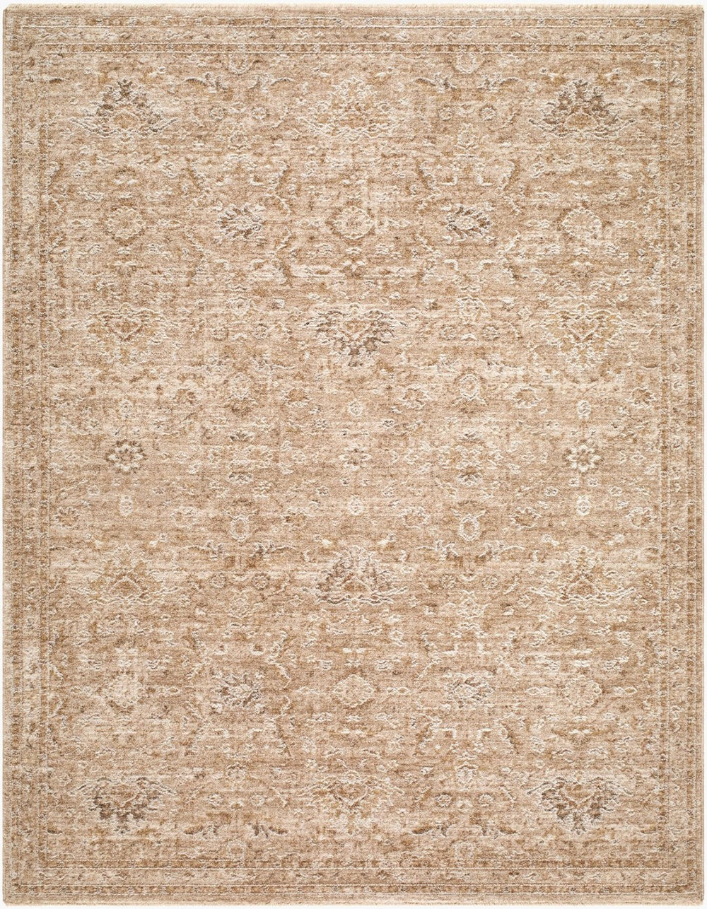 Livabliss Penny Traditional Fringe Runner Rug Turkish Woven Polyester for Hallways and Entryways Ivory, Mustard 6'7" x 9' BOPE2303-679