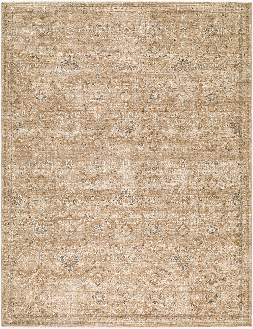 Livabliss Penny Traditional Fringe Runner Rug Turkish Woven Polyester for Hallways and Entryways Ivory, Mustard 6'7" x 9' BOPE2303-679