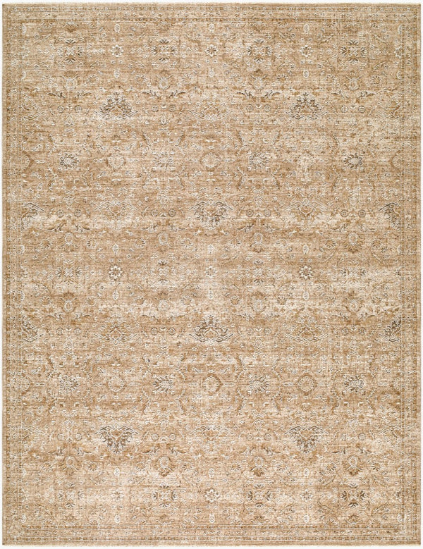 Livabliss Penny Traditional Fringe Runner Rug Turkish Woven Polyester for Hallways and Entryways Ivory, Mustard 6'7" x 9' BOPE2303-679