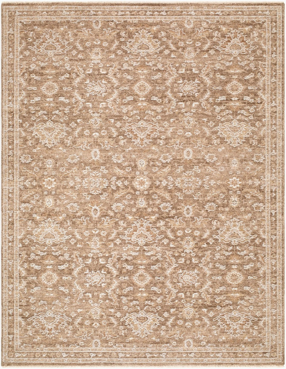 Livabliss Penny Turkish Medallion Runner Rug with Fringe Trim for Hallways and Entryways Tan, White 7'10" x 10' BOPE2304-71010