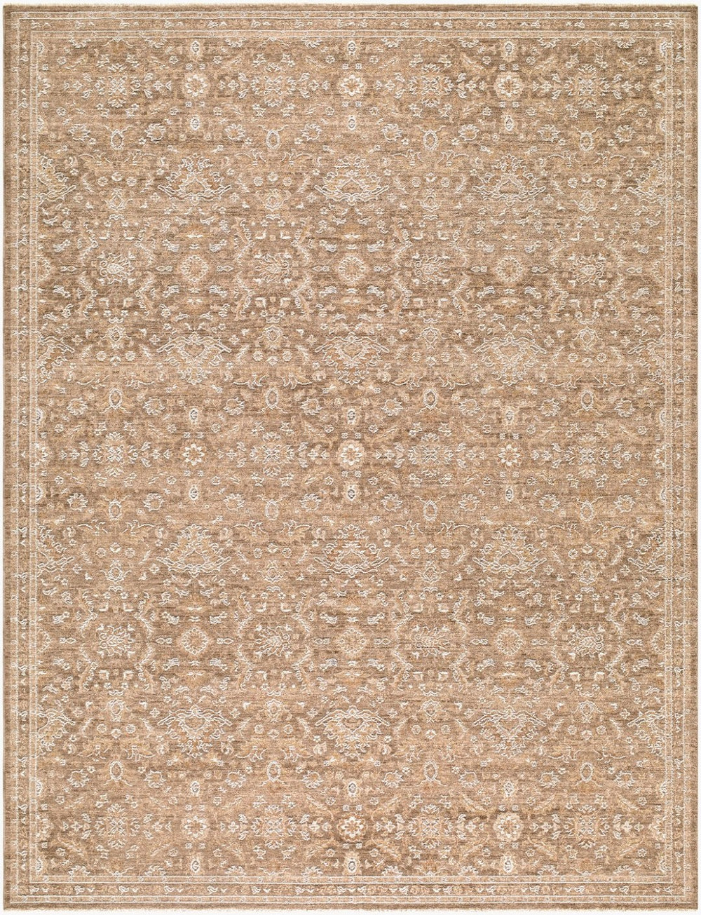Livabliss Penny Turkish Medallion Runner Rug with Fringe Trim for Hallways and Entryways Tan, White 7'10" x 10' BOPE2304-71010