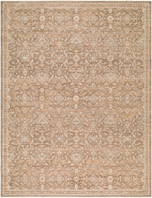 Livabliss Penny Turkish Medallion Runner Rug with Fringe Trim for Hallways and Entryways Tan, White 6'7" x 9' BOPE2304-679
