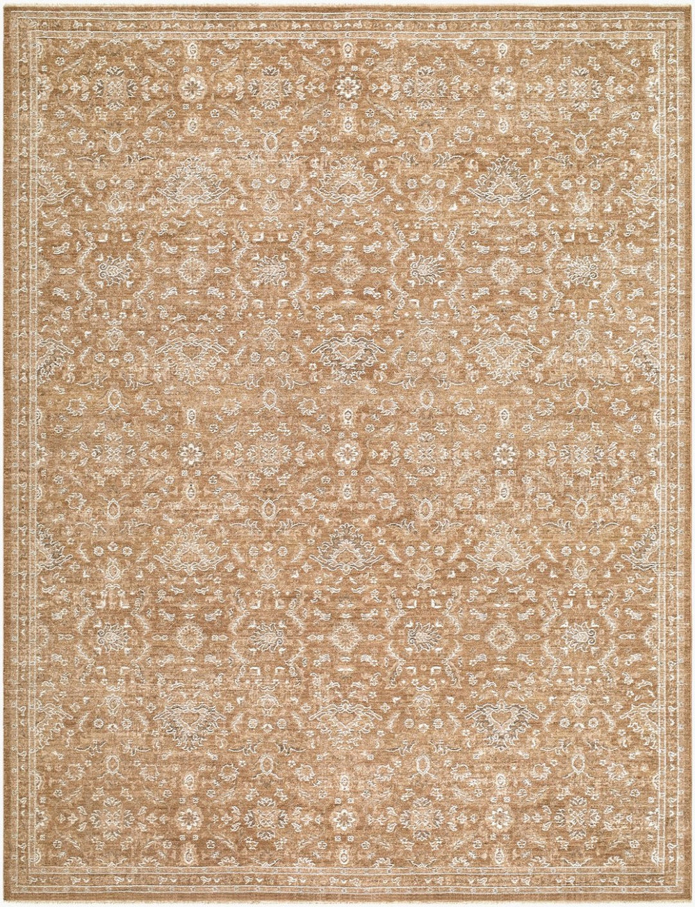 Livabliss Penny Traditional Fringe Runner Rug Turkish Polyester Hallway Entryway Classic Mustard, Ivory 2'7" x 7'3" BOPE2305-2773