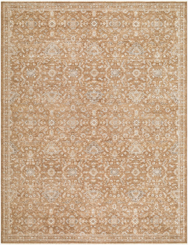 Livabliss Penny Traditional Fringe Runner Rug Turkish Polyester Hallway Entryway Classic Mustard, Ivory 6'7" x 9' BOPE2305-679