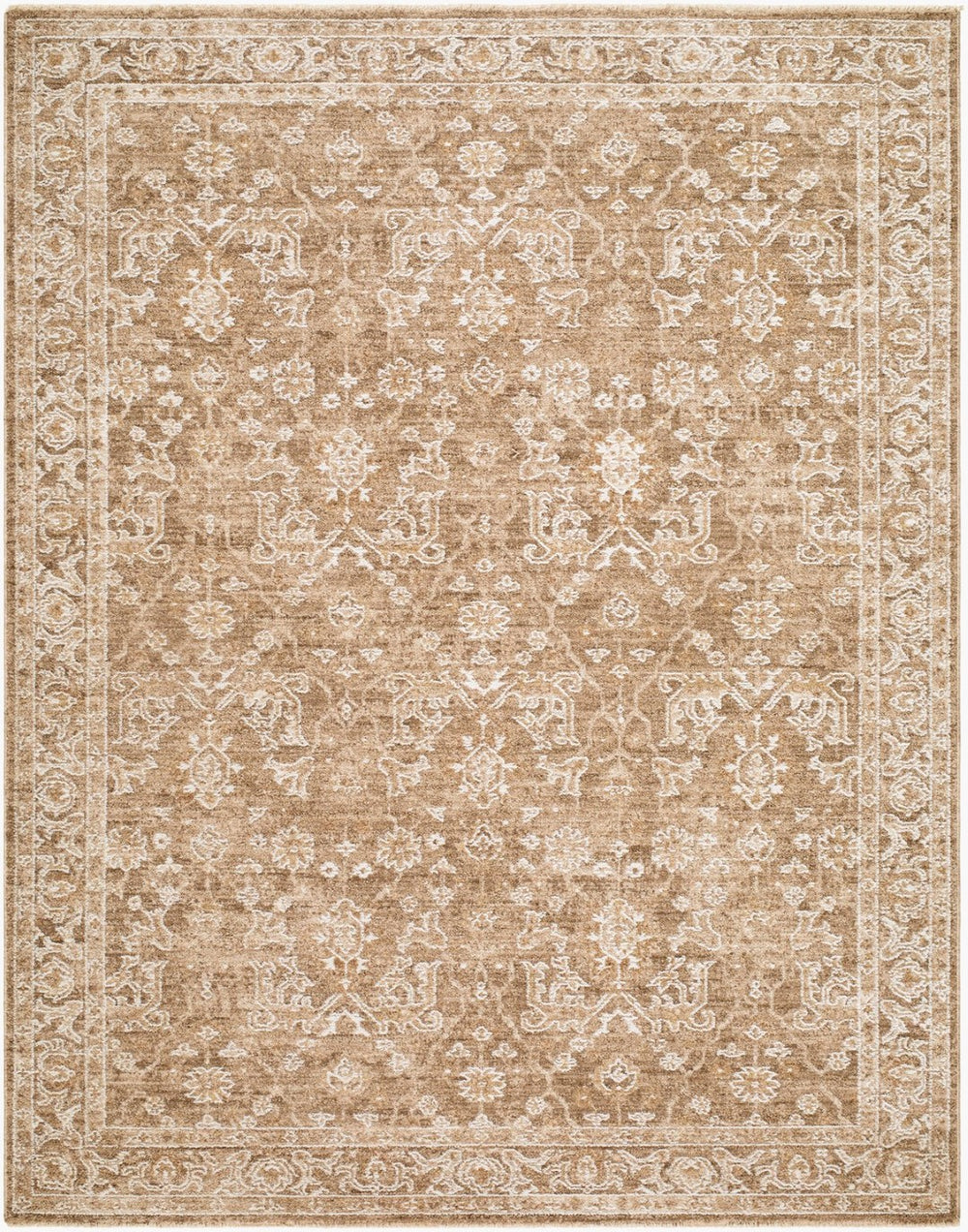 Livabliss Penny Traditional Fringe Runner Rug Polyester Woven Hallway Entryway Accent Tan, White 6'7" x 9' BOPE2306-679