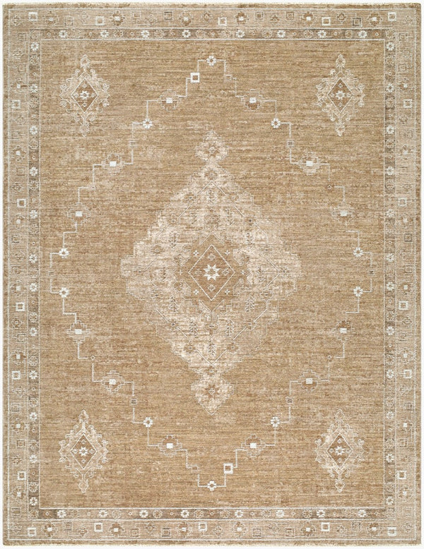Livabliss Penny Traditional Fringe Runner Rug Turkey Woven Polyester for Hallway Entryway Mustard, Ivory 6'7" x 9' BOPE2307-679