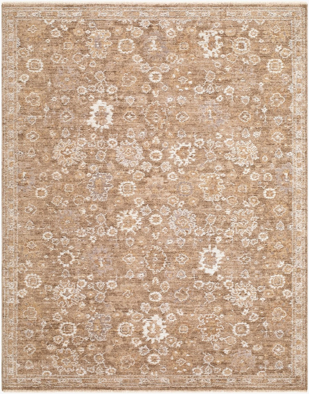 Livabliss Penny Traditional Fringe Runner Rug Turkish Woven Polyester for Hallway Entryway Tan, Mustard 2'7" x 7'3" BOPE2308-2773