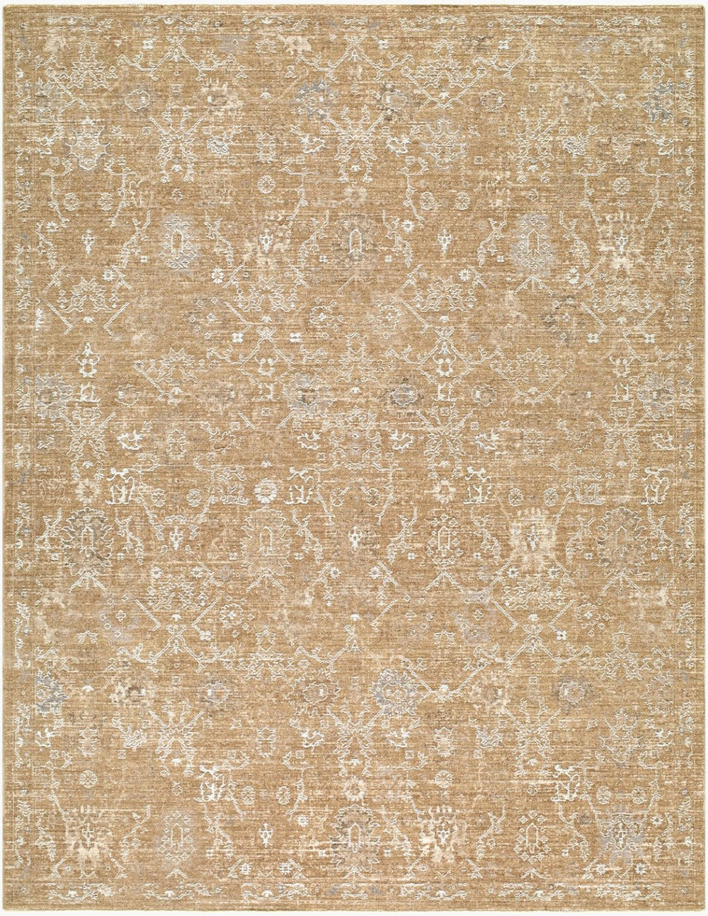 Livabliss Penny Turkish Woven Polyester Hallway Runner Rug with Fringe and Medallion Motif Mustard, Ivory 2'7" x 7'3" BOPE2309-2773