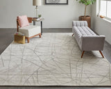 Feizy Rugs Whitton Viscose/Wool Hand Tufted Casual Rug Ivory/Gray 10' x 14'