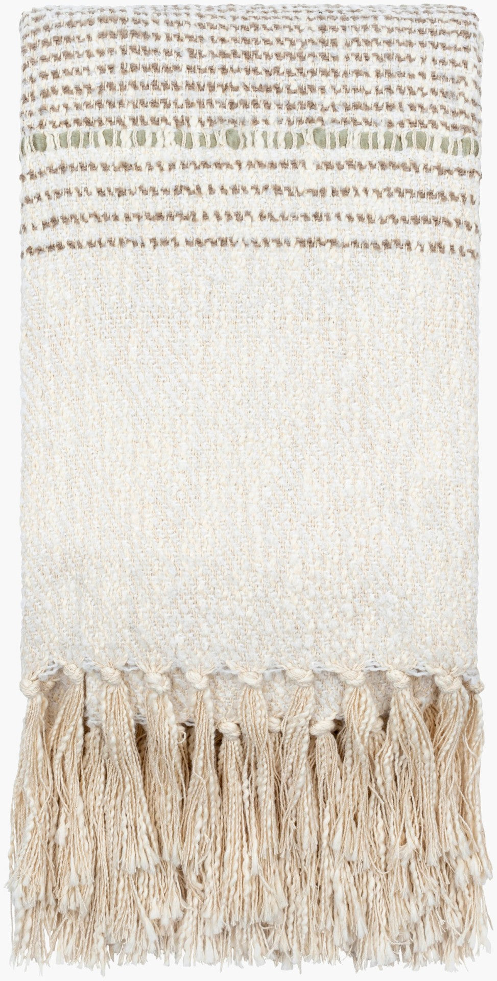 Livabliss Prolo Fringe Trim Scandinavian Throw Blanket Soft Blended Fabric Neutral Beige Gray BOPO1001-5060