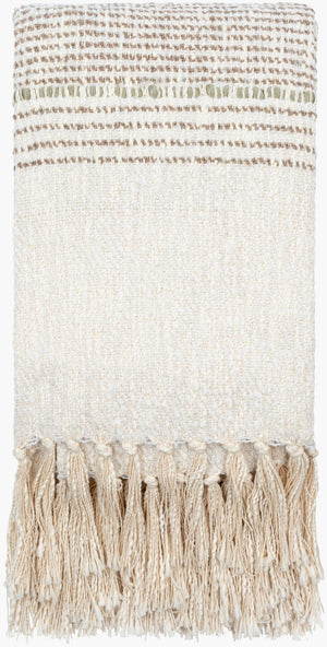 Livabliss Prolo Fringe Trim Scandinavian Throw Blanket Soft Blended Fabric Neutral Beige Gray BOPO1001-5060