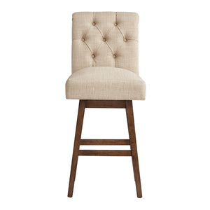 Homelegance By Top-Line Jacinta Tufted Linen Upholstered Swivel Stools (Set of 2) Brown Rubberwood