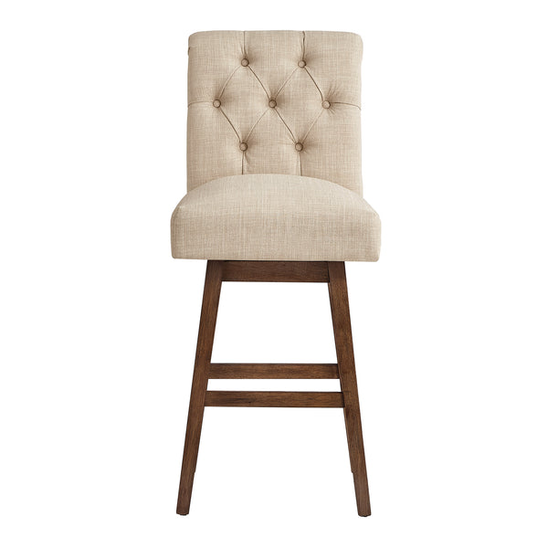 Homelegance By Top-Line Jacinta Tufted Linen Upholstered Swivel Stools (Set of 2) Brown Rubberwood