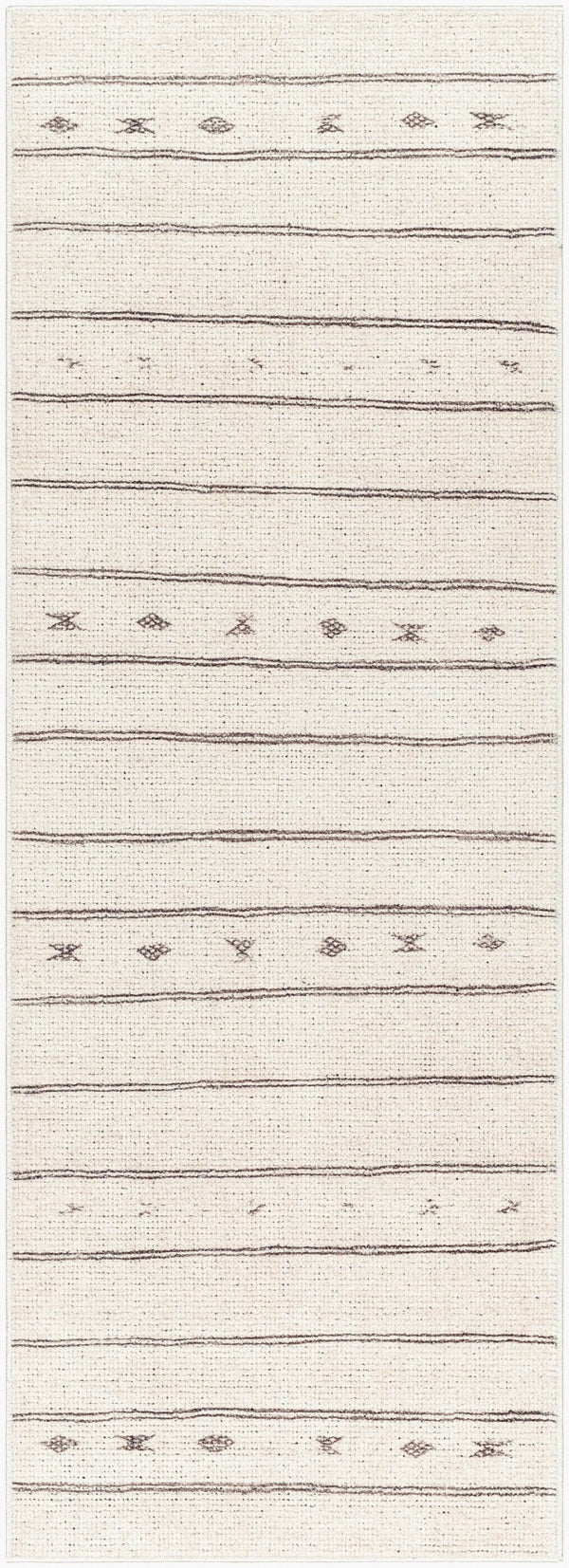 Livabliss Rivi Machine Woven Bohemian Global Accent Rug Layering Piece for Entryway or Bedside Ivory, Black 2'7" x 7'3" BORC2300-2773