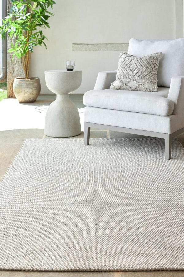 Livabliss Birdie Flatweave Polypropylene Outdoor Rug Turkish Woven for Patios and Entryways Ivory, Light Be 5'1" x 7' BORD2301-517