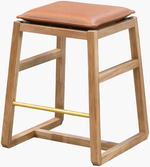 Surya Richie Iron Frame Counter Stool with Oak Accents and Leather Seat for Kitchen Islands BORH002-242020