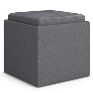 English Elm Rockwood Cube Storage Ottoman With Flip-Over Tray - Versatile Slate Grey Seating & Storage Solution B136P159102-GIGA
