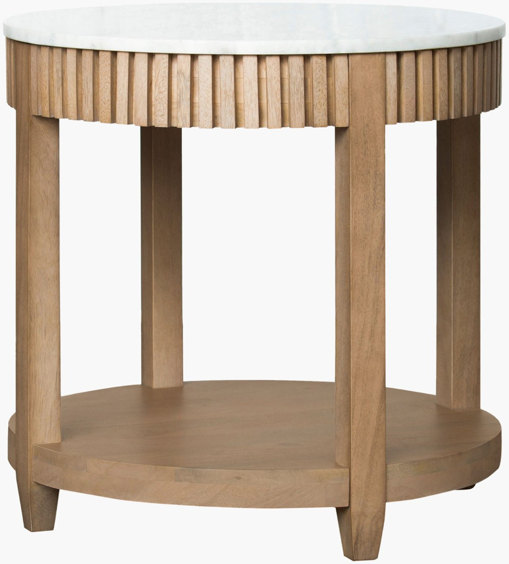 Livabliss Rosemary Marble Top Mango Wood End Table Artisan Crafted for Living or Bedroom BORS001-222222