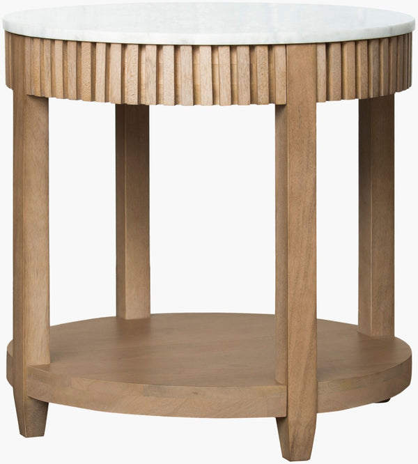 Livabliss Rosemary Marble Top Mango Wood End Table Artisan Crafted for Living or Bedroom BORS001-222222