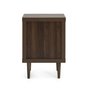 English Elm Christopher Knight Home® - 2-DRAWER Nightstand with Faux Wood Finish and Rubberwood Legs, Compact Storage Nightstand with Knob Handles Walnut 72037.00WALN