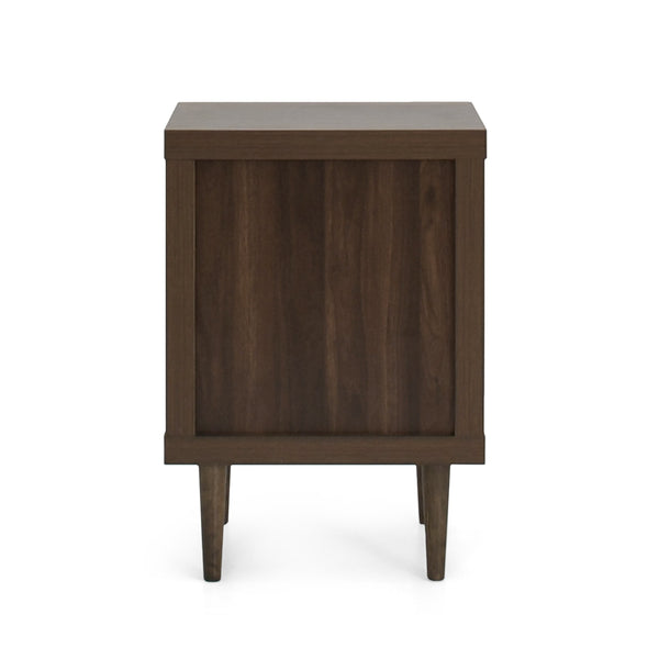 English Elm Christopher Knight Home® - 2-DRAWER Nightstand with Faux Wood Finish and Rubberwood Legs, Compact Storage Nightstand with Knob Handles Walnut 72037.00WALN