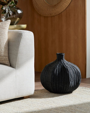 Surya Boscha Handwoven Indonesian Basket Floor Vase Bulbous Artisan Woven Bohemian Accent BOSC002-182020