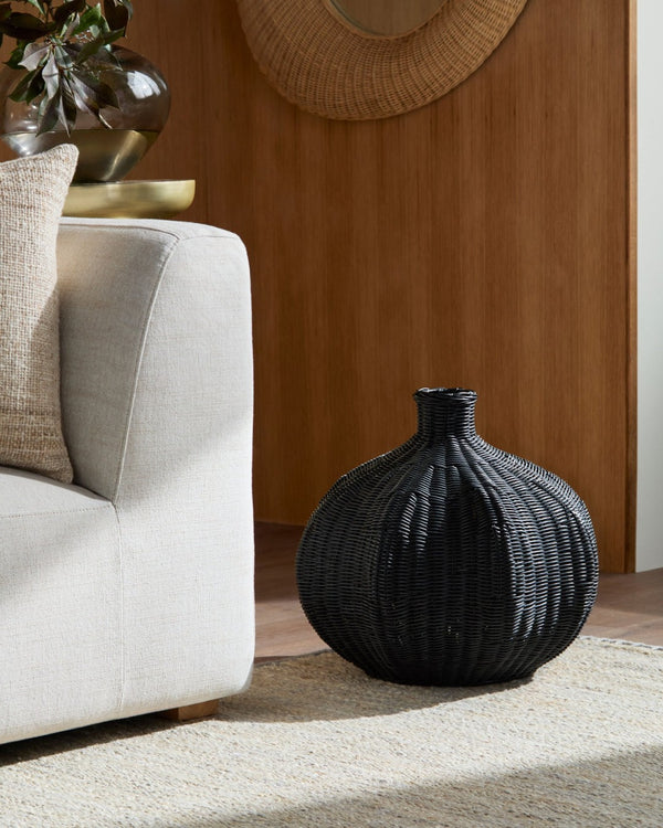 Surya Boscha Handwoven Indonesian Basket Floor Vase Bulbous Artisan Woven Bohemian Accent BOSC002-182020