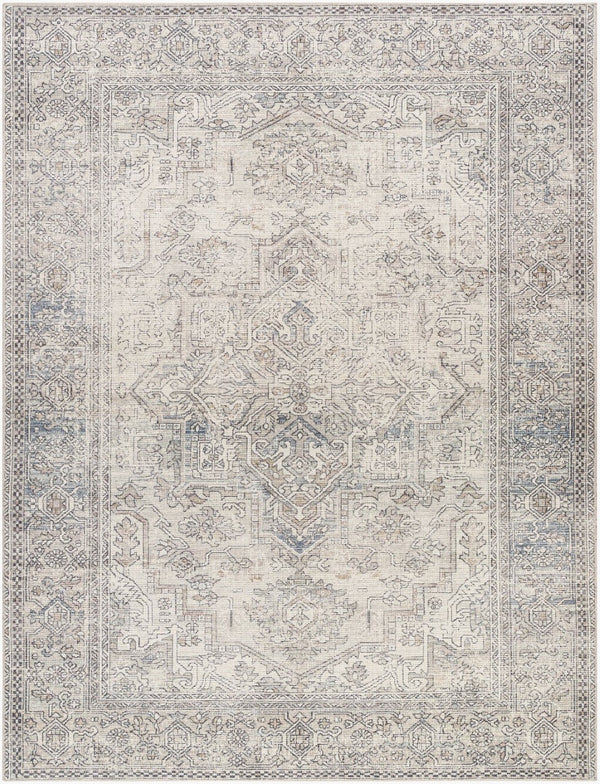 Livabliss Margot Traditional Polyester Area Rug Turkey Woven Medium Pile Entryway Accent White, Light Sa 5'3" x 7' BOSC2300-537