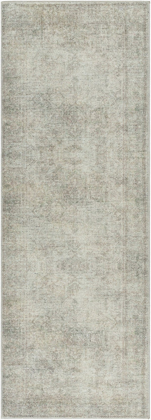 Livabliss Margot Traditional Ornate Polyester Area Rug for Entryway Hallway or Bedroom Accent White, Dusty Sa 2'7" x 7'3" BOSC2302-2773