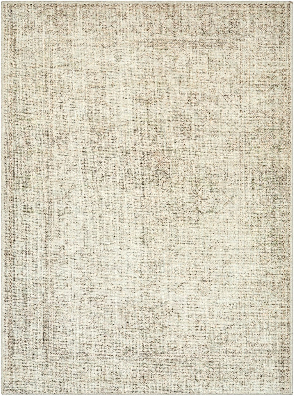 Livabliss Margot Traditional Ornate Polyester Area Rug for Entryway Hallway or Bedroom Accent White, Dusty Sa 6'7" x 9' BOSC2302-679