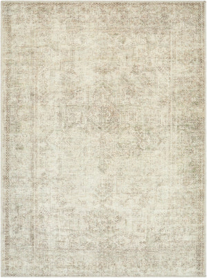 Livabliss Margot Traditional Ornate Polyester Area Rug for Entryway Hallway or Bedroom Accent White, Dusty Sa 6'7" x 9' BOSC2302-679