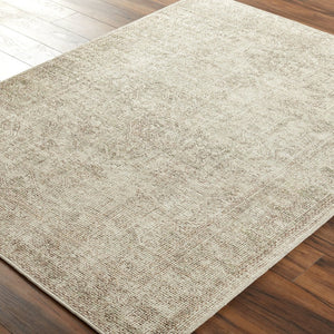 Livabliss Margot Traditional Ornate Polyester Area Rug for Entryway Hallway or Bedroom Accent White, Dusty Sa 6'7" x 9' BOSC2302-679
