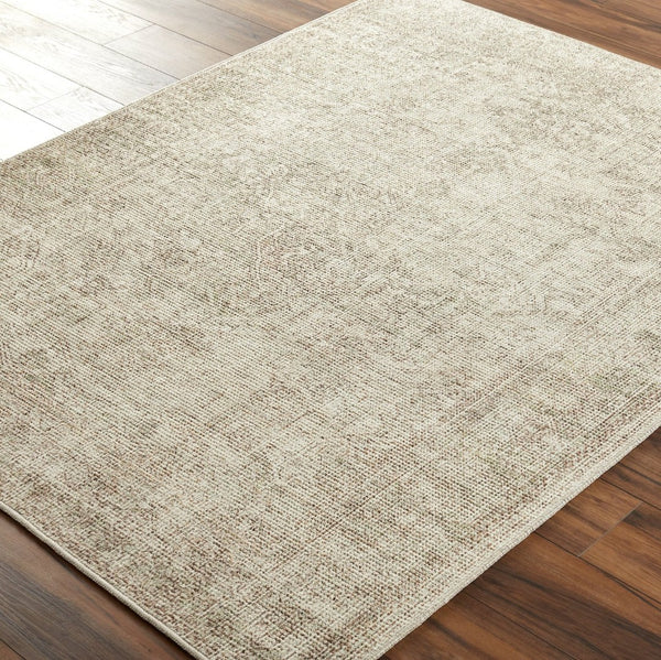 Livabliss Margot Traditional Ornate Polyester Area Rug for Entryway Hallway or Bedroom Accent White, Dusty Sa 6'7" x 9' BOSC2302-679