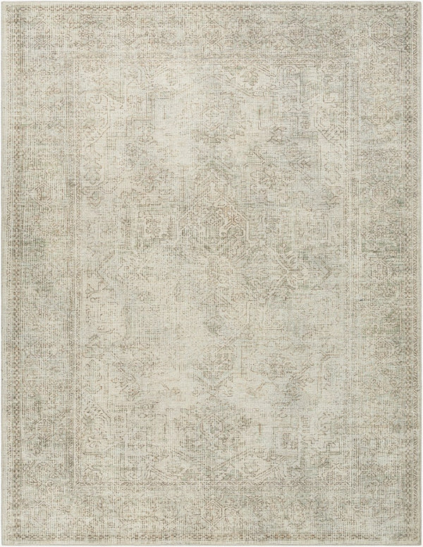 Livabliss Margot Traditional Ornate Polyester Area Rug for Entryway Hallway or Bedroom Accent White, Dusty Sa 7'10" x 10' BOSC2302-71010
