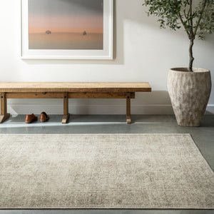 Livabliss Margot Traditional Ornate Polyester Area Rug for Entryway Hallway or Bedroom Accent White, Dusty Sa 6'7" x 9' BOSC2302-679