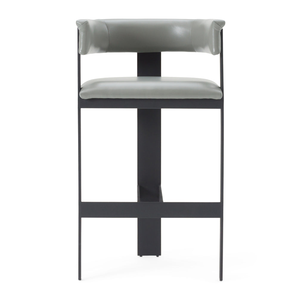 Vig Furniture Modrest Boswell - Chic Grey Faux Leather Barstool With Black Metal Frame For Modern Elegance Grey  Vgrh-rhs-bs-158-gryblk