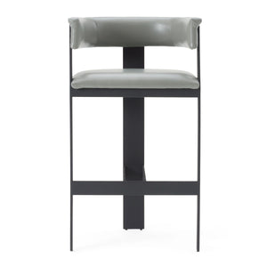 Vig Furniture Modrest Boswell - Chic Grey Faux Leather Barstool With Black Metal Frame For Modern Elegance Grey  Vgrh-rhs-bs-158-gryblk