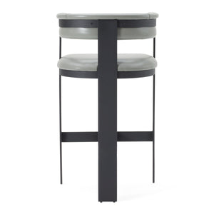 Vig Furniture Modrest Boswell - Chic Grey Faux Leather Barstool With Black Metal Frame For Modern Elegance Grey  Vgrh-rhs-bs-158-gryblk
