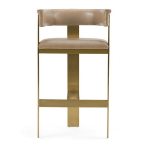 Vig Furniture Modrest Boswell - Luxurious Brown Faux Leather Barstool With Matte Gold Frame For Elegant Spaces Brown  Vgrh-rhs-bs-158-brngld