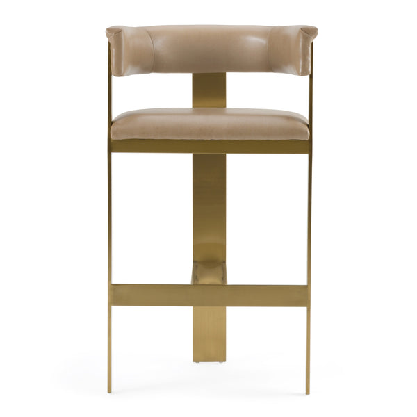 Vig Furniture Modrest Boswell - Luxurious Brown Faux Leather Barstool With Matte Gold Frame For Elegant Spaces Brown  Vgrh-rhs-bs-158-brngld