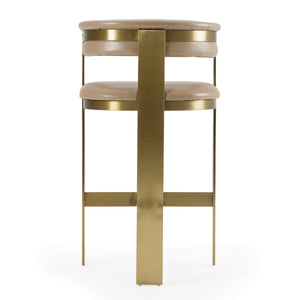 Vig Furniture Modrest Boswell - Luxurious Brown Faux Leather Barstool With Matte Gold Frame For Elegant Spaces Brown  Vgrh-rhs-bs-158-brngld