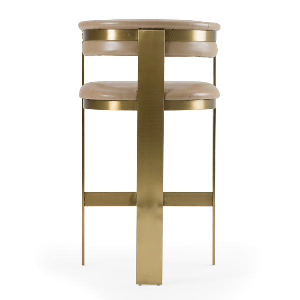 Vig Furniture Modrest Boswell - Luxurious Brown Faux Leather Barstool With Matte Gold Frame For Elegant Spaces Brown  Vgrh-rhs-bs-158-brngld