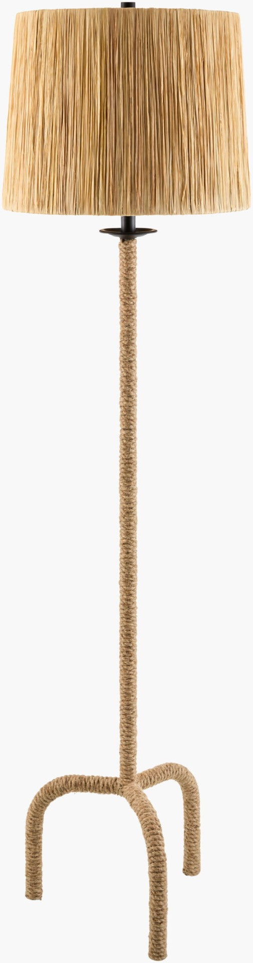 Livabliss Seraya Industrial Rustic Floor Lamp with Felt Hemp Metal for Loft or Bohemian Living BOSY-001