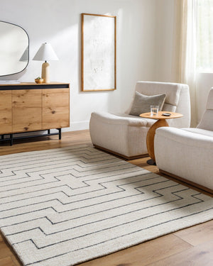 Livabliss Bournemouth Hand Tufted Wool Accent Rug Artisan Crafted for Entryways and Small Spaces Ivory, Charcoal 5' x 7'6" BOT2309-576