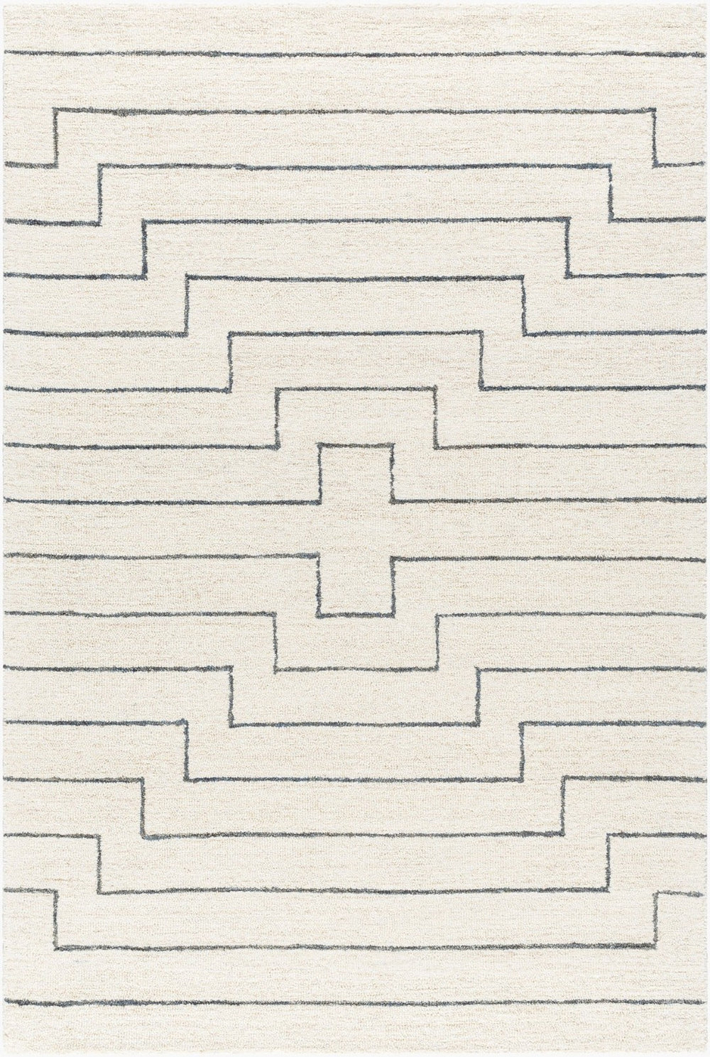 Livabliss Bournemouth Hand Tufted Wool Accent Rug Artisan Crafted for Entryways and Small Spaces Ivory, Charcoal 5' x 7'6" BOT2309-576