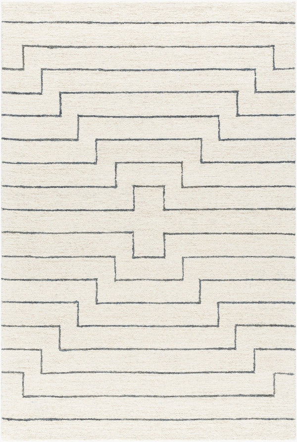 Livabliss Bournemouth Hand Tufted Wool Accent Rug Artisan Crafted for Entryways and Small Spaces Ivory, Charcoal 5' x 7'6" BOT2309-576