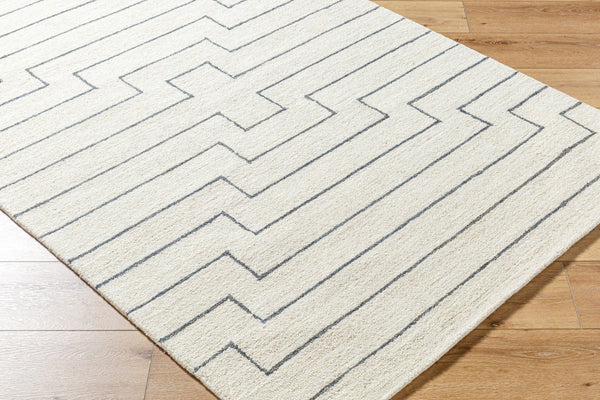 Livabliss Bournemouth Hand Tufted Wool Accent Rug Artisan Crafted for Entryways and Small Spaces Ivory, Charcoal 5' x 7'6" BOT2309-576