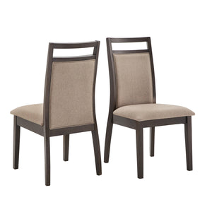 Homelegance By Top-Line Ramiro Espresso and Grey Linen Dining Chair (Set of 2) Brown Rubberwood