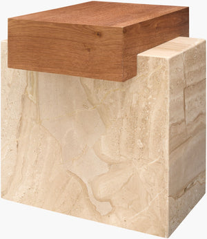 Surya Tulare Oak Veneer and Marble End Table for Modern Living Room or Bedroom Corner BOTU001-201817